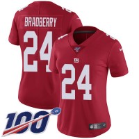 Nike New York Giants #24 James Bradberry Red Alternate Women's Stitched NFL 100th Season Vapor Untouchable Limited Jersey
