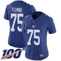 Nike New York Giants #75 Cameron Fleming Royal Blue Team Color Women's Stitched NFL 100th Season Vapor Untouchable Limited Jersey