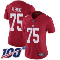 Nike New York Giants #75 Cameron Fleming Red Women's Stitched NFL Limited Inverted Legend 100th Season Jersey