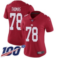 Nike New York Giants #78 Andrew Thomas Red Women's Stitched NFL Limited Inverted Legend 100th Season Jersey
