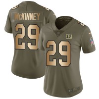 Nike New York Giants #29 Xavier McKinney Olive/Gold Women's Stitched NFL Limited 2017 Salute To Service Jersey