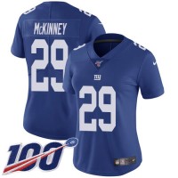 Nike New York Giants #29 Xavier McKinney Royal Blue Team Color Women's Stitched NFL 100th Season Vapor Untouchable Limited Jersey