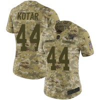 Nike New York Giants #44 Doug Kotar Camo Women's Stitched NFL Limited 2018 Salute to Service Jersey