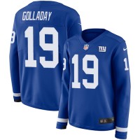 Nike New York Giants #19 Kenny Golladay Royal Blue Team Color Women's Stitched NFL Limited Therma Long Sleeve Jersey
