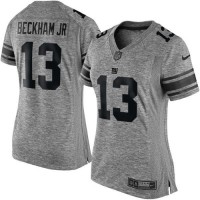 Nike New York Giants #13 Odell Beckham Jr Gray Women's Stitched NFL Limited Gridiron Gray Jersey
