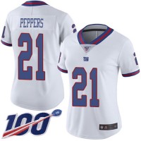 Nike New York Giants #21 Jabrill Peppers White Women's Stitched NFL Limited Rush 100th Season Jersey