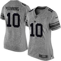 Nike New York Giants #10 Eli Manning Gray Women's Stitched NFL Limited Gridiron Gray Jersey