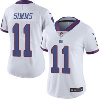 Nike New York Giants #11 Phil Simms White Women's Stitched NFL Limited Rush Jersey