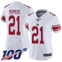 Nike New York Giants #21 Jabrill Peppers White Women's Stitched NFL 100th Season Vapor Limited Jersey