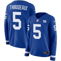 Nike New York Giants #5 Kayvon Thibodeaux Royal Blue Team Color Women's Stitched NFL Limited Therma Long Sleeve Jersey