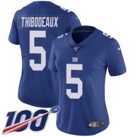 Nike New York Giants #5 Kayvon Thibodeaux Royal Blue Team Color Women's Stitched NFL 100th Season Vapor Untouchable Limited Jersey