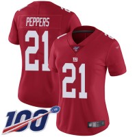 Nike New York Giants #21 Jabrill Peppers Red Alternate Women's Stitched NFL 100th Season Vapor Limited Jersey