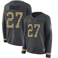 Nike New York Giants #27 Deandre Baker Anthracite Salute to Service Women's Stitched NFL Limited Therma Long Sleeve Jersey
