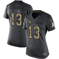 Nike New York Giants #13 Odell Beckham Jr Black Women's Stitched NFL Limited 2016 Salute to Service Jersey