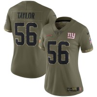 New York New York Giants #56 Lawrence Taylor Nike Women's 2022 Salute To Service Limited Jersey - Olive