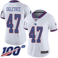 Nike New York Giants #47 Alec Ogletree White Women's Stitched NFL Limited Rush 100th Season Jersey