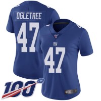 Nike New York Giants #47 Alec Ogletree Royal Blue Team Color Women's Stitched NFL 100th Season Vapor Limited Jersey