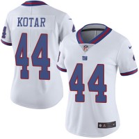Nike New York Giants #44 Doug Kotar White Women's Stitched NFL Limited Rush Jersey
