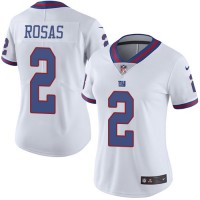 Nike New York Giants #2 Aldrick Rosas White Women's Stitched NFL Limited Rush Jersey