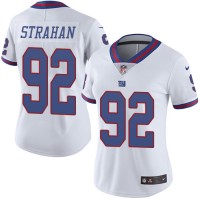 Nike New York Giants #92 Michael Strahan White Women's Stitched NFL Limited Rush Jersey
