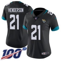 Nike Jacksonville Jaguars #21 C.J. Henderson Black Team Color Women's Stitched NFL 100th Season Vapor Untouchable Limited Jersey