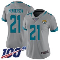 Nike Jacksonville Jaguars #21 C.J. Henderson Silver Women's Stitched NFL Limited Inverted Legend 100th Season Jersey