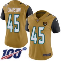 Nike Jacksonville Jaguars #45 K'Lavon Chaisson Gold Women's Stitched NFL Limited Rush 100th Season Jersey