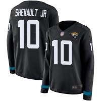 Nike Jacksonville Jaguars #10 Laviska Shenault Jr. Black Team Color Women's Stitched NFL Limited Therma Long Sleeve Jersey