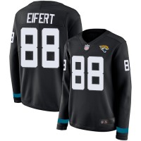 Nike Jacksonville Jaguars #88 Tyler Eifert Black Team Color Women's Stitched NFL Limited Therma Long Sleeve Jersey