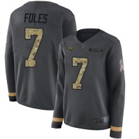 Nike Jacksonville Jaguars #7 Nick Foles Anthracite Salute to Service Women's Stitched NFL Limited Therma Long Sleeve Jersey