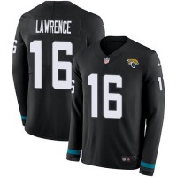 Nike Jacksonville Jaguars #16 Trevor Lawrence Black Team Color Women's Stitched NFL Limited Therma Long Sleeve Jersey