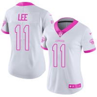 Nike Jacksonville Jaguars #11 Marqise Lee White/Pink Women's Stitched NFL Limited Rush Fashion Jersey