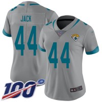Nike Jacksonville Jaguars #44 Myles Jack Silver Women's Stitched NFL Limited Inverted Legend 100th Season Jersey