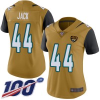 Nike Jacksonville Jaguars #44 Myles Jack Gold Women's Stitched NFL Limited Rush 100th Season Jersey