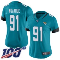 Nike Jacksonville Jaguars #91 Yannick Ngakoue Teal Green Alternate Women's Stitched NFL 100th Season Vapor Limited Jersey