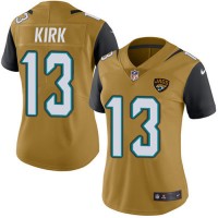 Nike Jacksonville Jaguars #13 Christian Kirk Gold Women's Stitched NFL Limited Rush Jersey