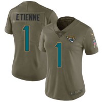 Nike Jacksonville Jaguars #1 Travis Etienne Olive Women's Stitched NFL Limited 2017 Salute To Service Jersey