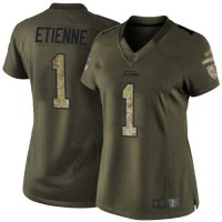 Nike Jacksonville Jaguars #1 Travis Etienne Green Women's Stitched NFL Limited 2015 Salute to Service Jersey