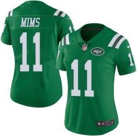 Nike New York Jets #11 Denzel Mim Green Women's Stitched NFL Limited Rush Jersey