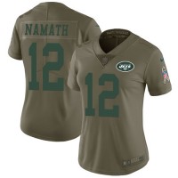 Nike New York Jets #12 Joe Namath Olive Women's Stitched NFL Limited 2017 Salute to Service Jersey