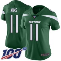 Nike New York Jets #11 Denzel Mim Green Team Color Women's Stitched NFL 100th Season Vapor Untouchable Limited Jersey