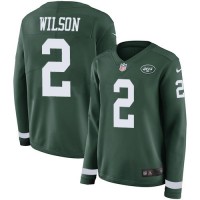 Nike New York Jets #2 Zach Wilson Green Team Color Women's Stitched NFL Limited Therma Long Sleeve Jersey