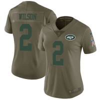 Nike New York Jets #2 Zach Wilson Olive Women's Stitched NFL Limited 2017 Salute To Service Jersey