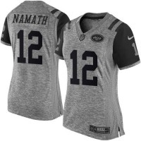 Nike New York Jets #12 Joe Namath Gray Women's Stitched NFL Limited Gridiron Gray Jersey