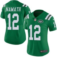 Nike New York Jets #12 Joe Namath Green Women's Stitched NFL Limited Rush Jersey