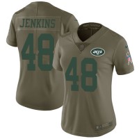 Nike New York Jets #48 Jordan Jenkins Olive Women's Stitched NFL Limited 2017 Salute to Service Jersey