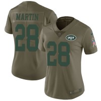 Nike New York Jets #28 Curtis Martin Olive Women's Stitched NFL Limited 2017 Salute to Service Jersey