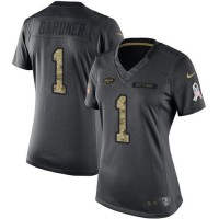 Nike New York Jets #1 Ahmad Sauce Gardner Black Women's Stitched NFL Limited 2016 Salute to Service Jersey