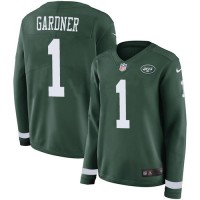 Nike New York Jets #1 Ahmad Sauce Gardner Green Team Color Women's Stitched NFL Limited Therma Long Sleeve Jersey