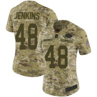 Nike New York Jets #48 Jordan Jenkins Camo Women's Stitched NFL Limited 2018 Salute to Service Jersey